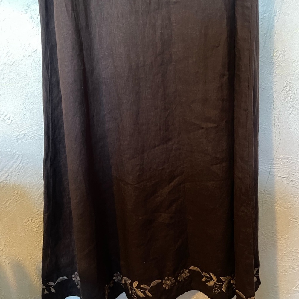 J.JILL Pure Jill Embroidered Dark Brown Sleeveless Dress - Picture 9 of 11